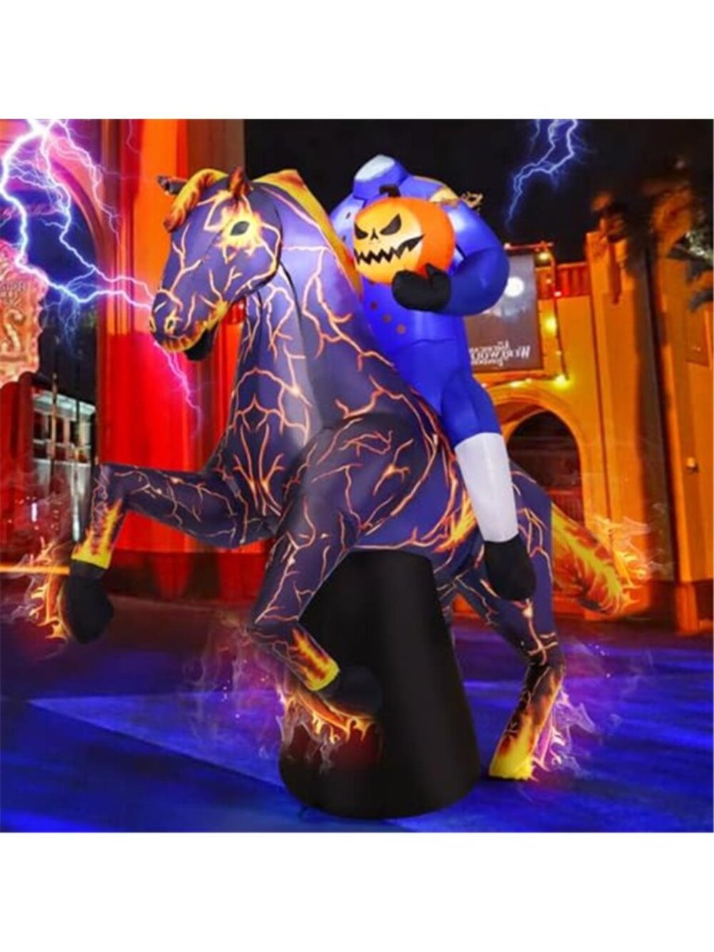 6FT Long Halloween Inflatables Headless Horseman Blow Up Outdoor Decorations